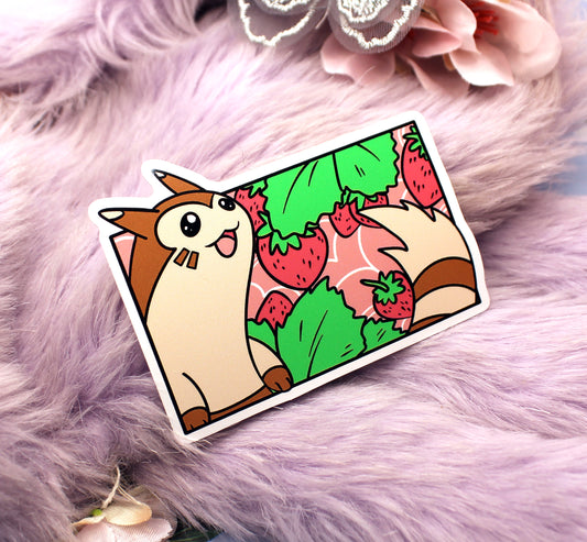 Furret Strawberry Bush Pokemon Sticker (7cm)