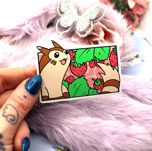 Furret Strawberry Bush Pokemon Sticker (7cm)
