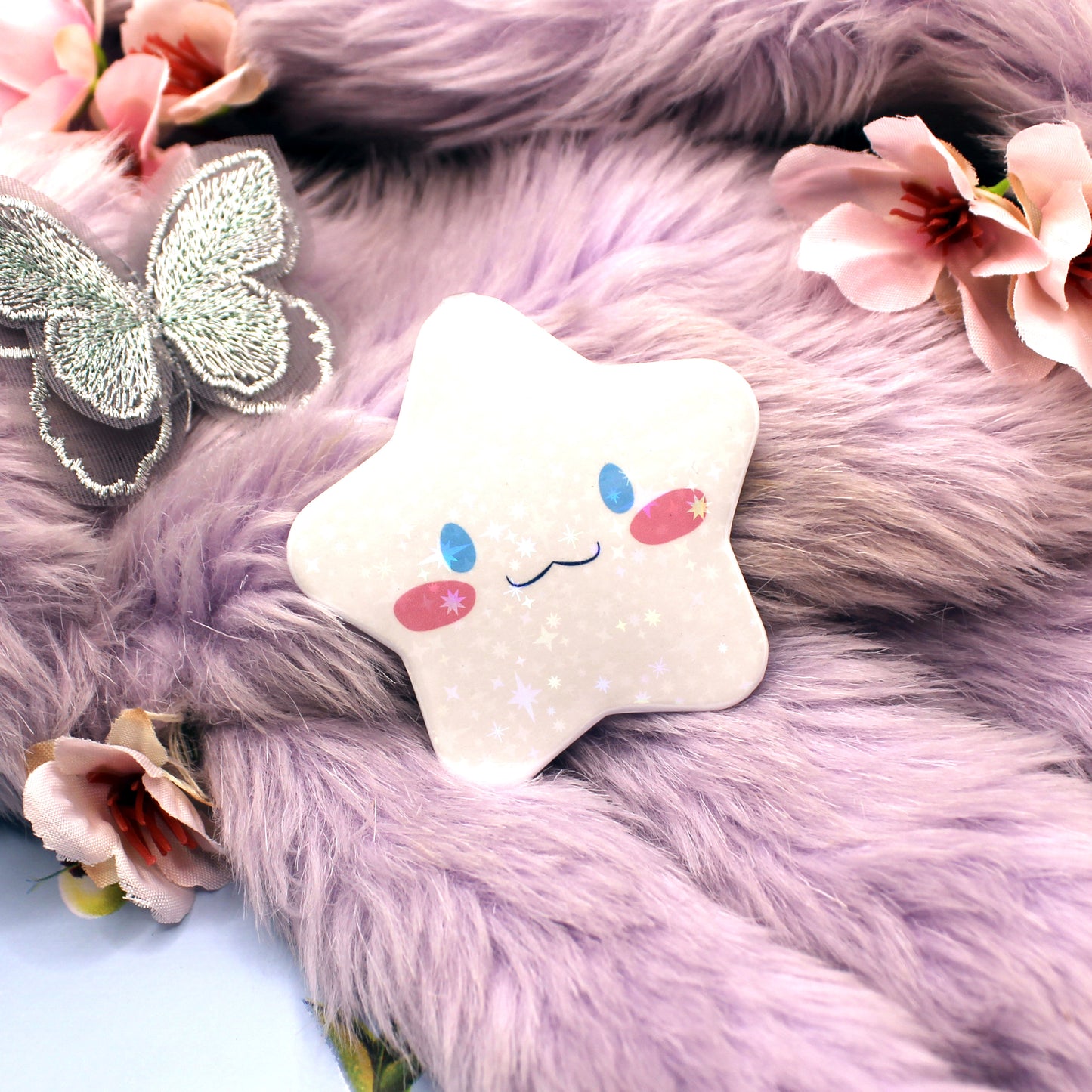 Cinnamoroll Sanrio Holographic Sparkly Star Badge