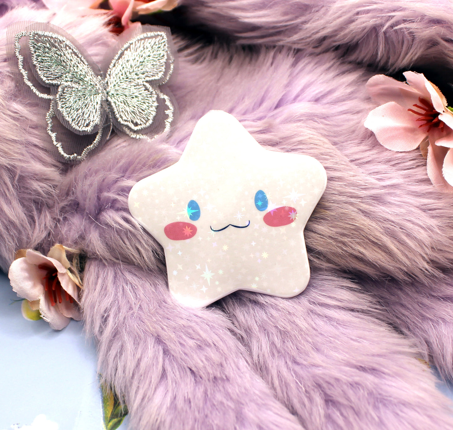Cinnamoroll Sanrio Holographic Sparkly Star Badge