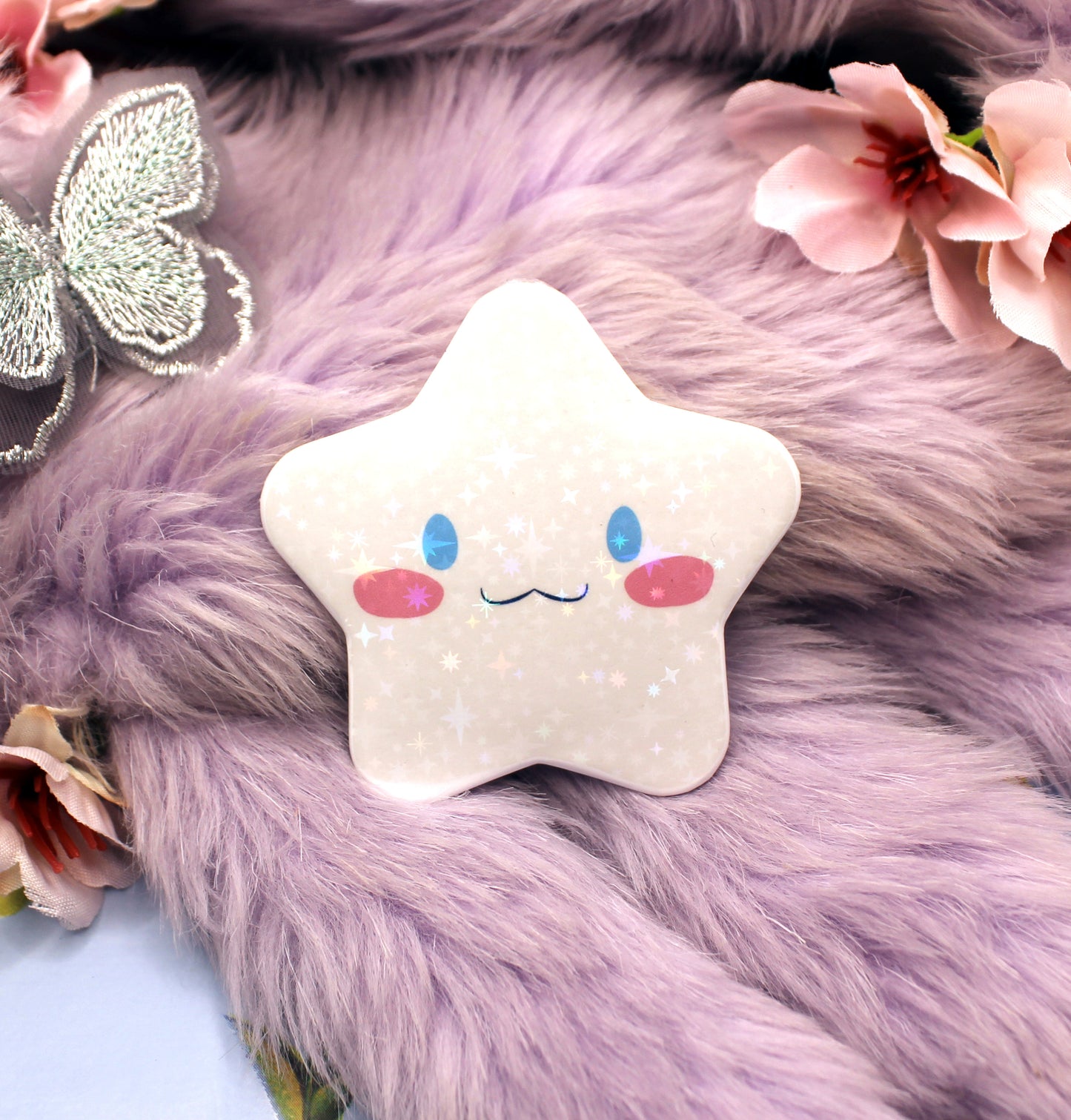 Cinnamoroll Sanrio Holographic Sparkly Star Badge