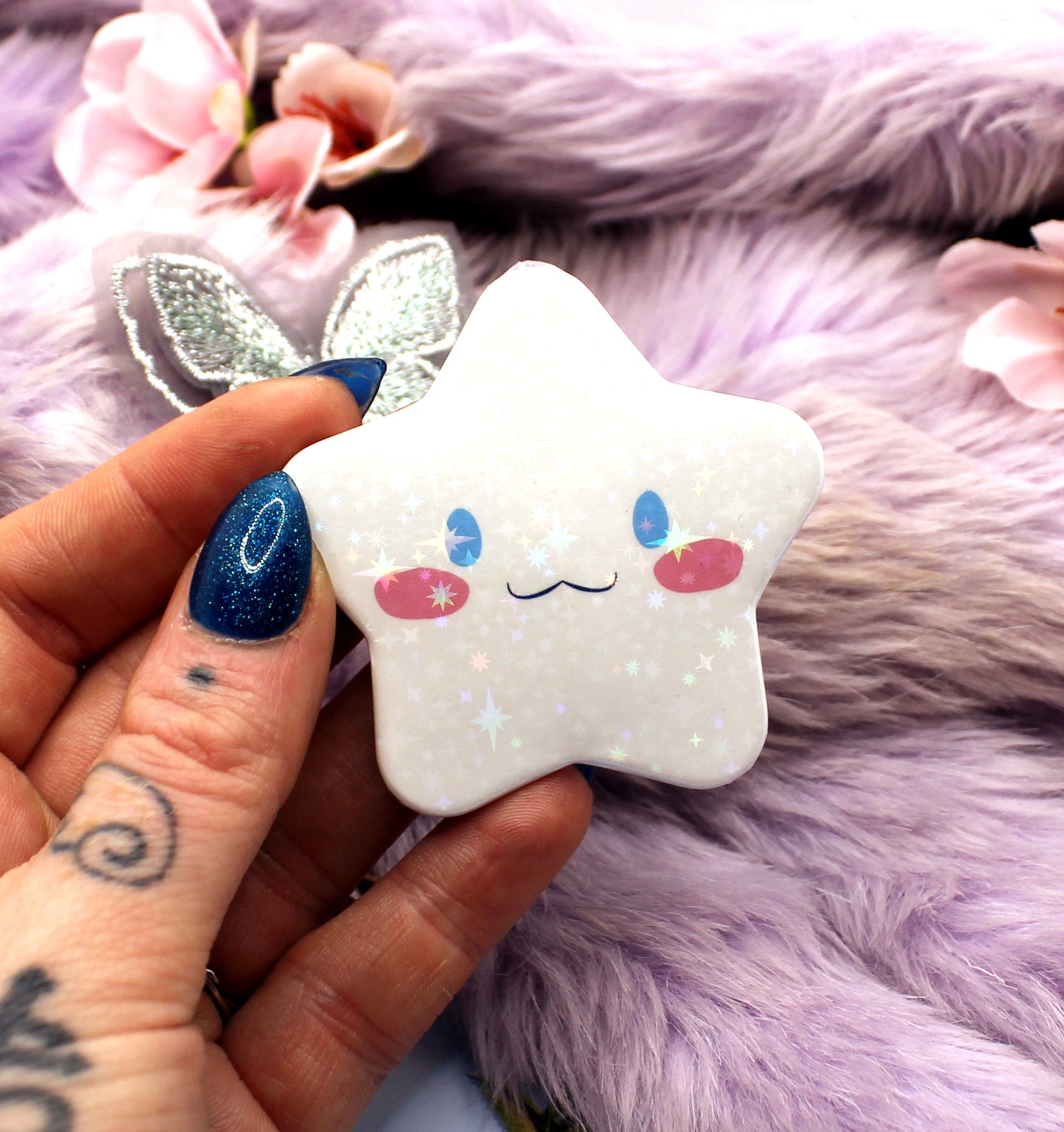 Cinnamoroll Sanrio Holographic Sparkly Star Badge