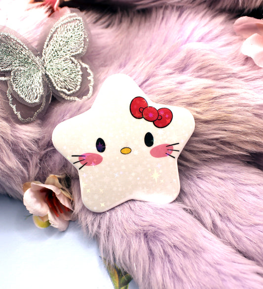 Hello Kitty Sanrio Holographic Sparkly Star Badge