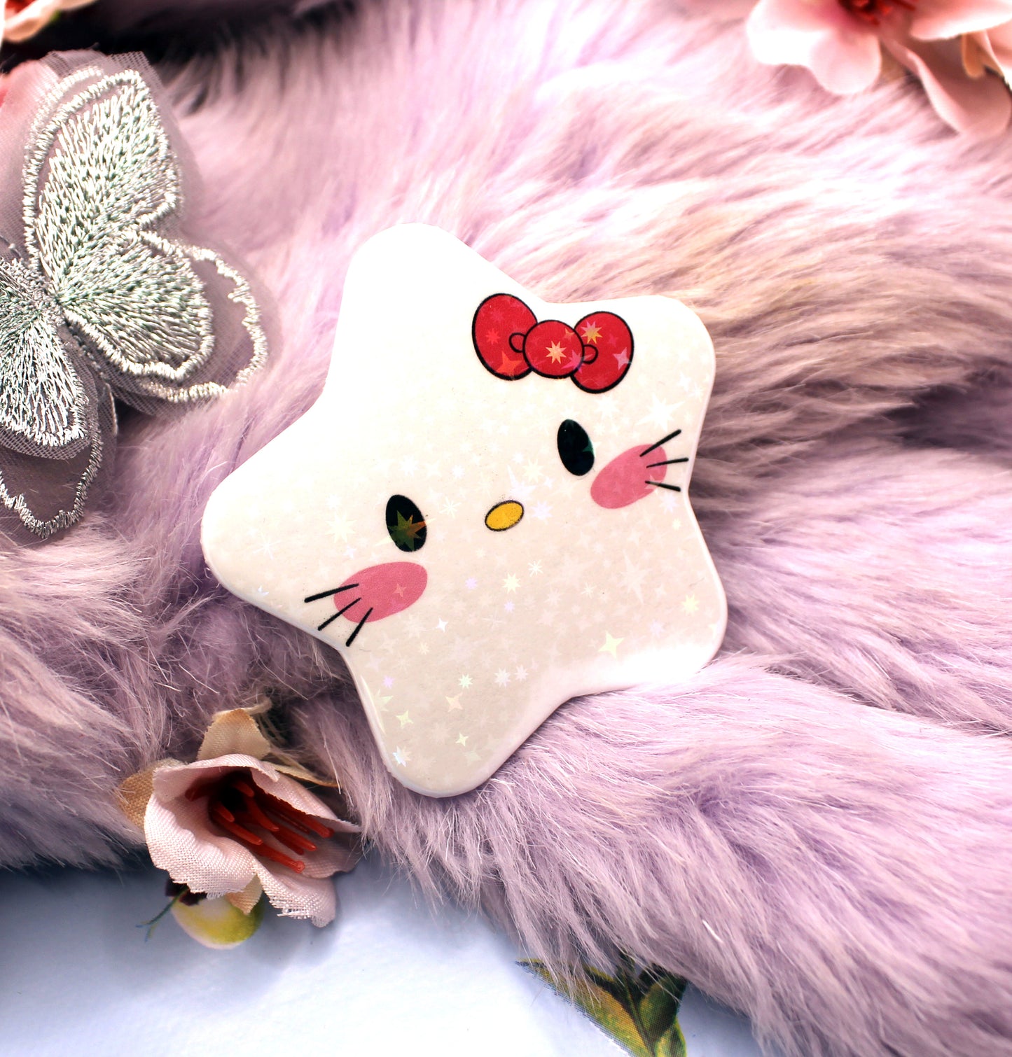 Hello Kitty Sanrio Holographic Sparkly Star Badge