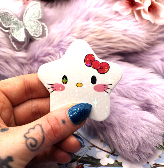Hello Kitty Sanrio Holographic Sparkly Star Badge