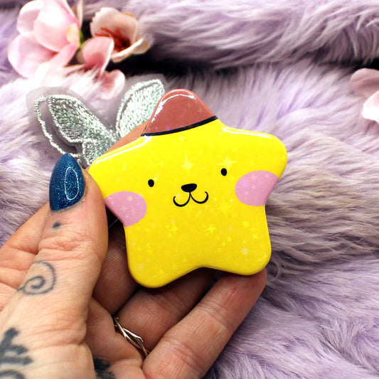 Pompom Purin Sanrio Holographic Sparkly Star Badge