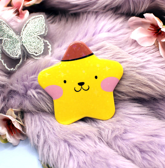 Pompom Purin Sanrio Holographic Sparkly Star Badge