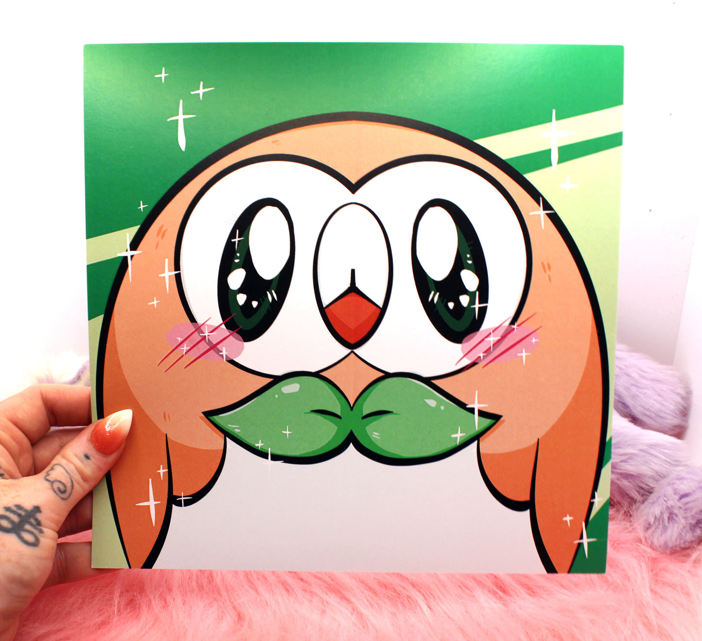 Rowlet Pokemon 8x8 inch Square Print