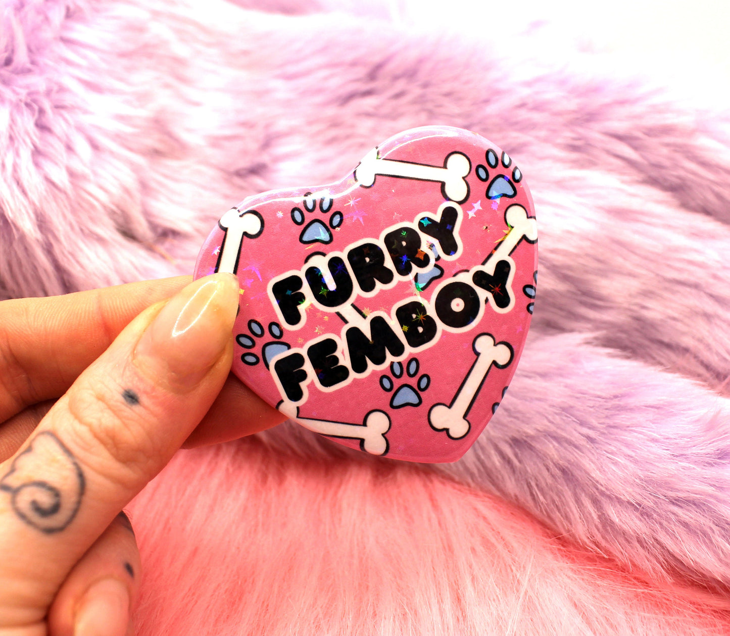 Furry Femboy Heart Badge (55mm)
