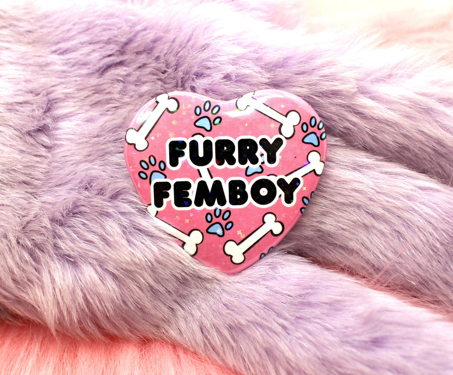 Furry Femboy Heart Badge (55mm)