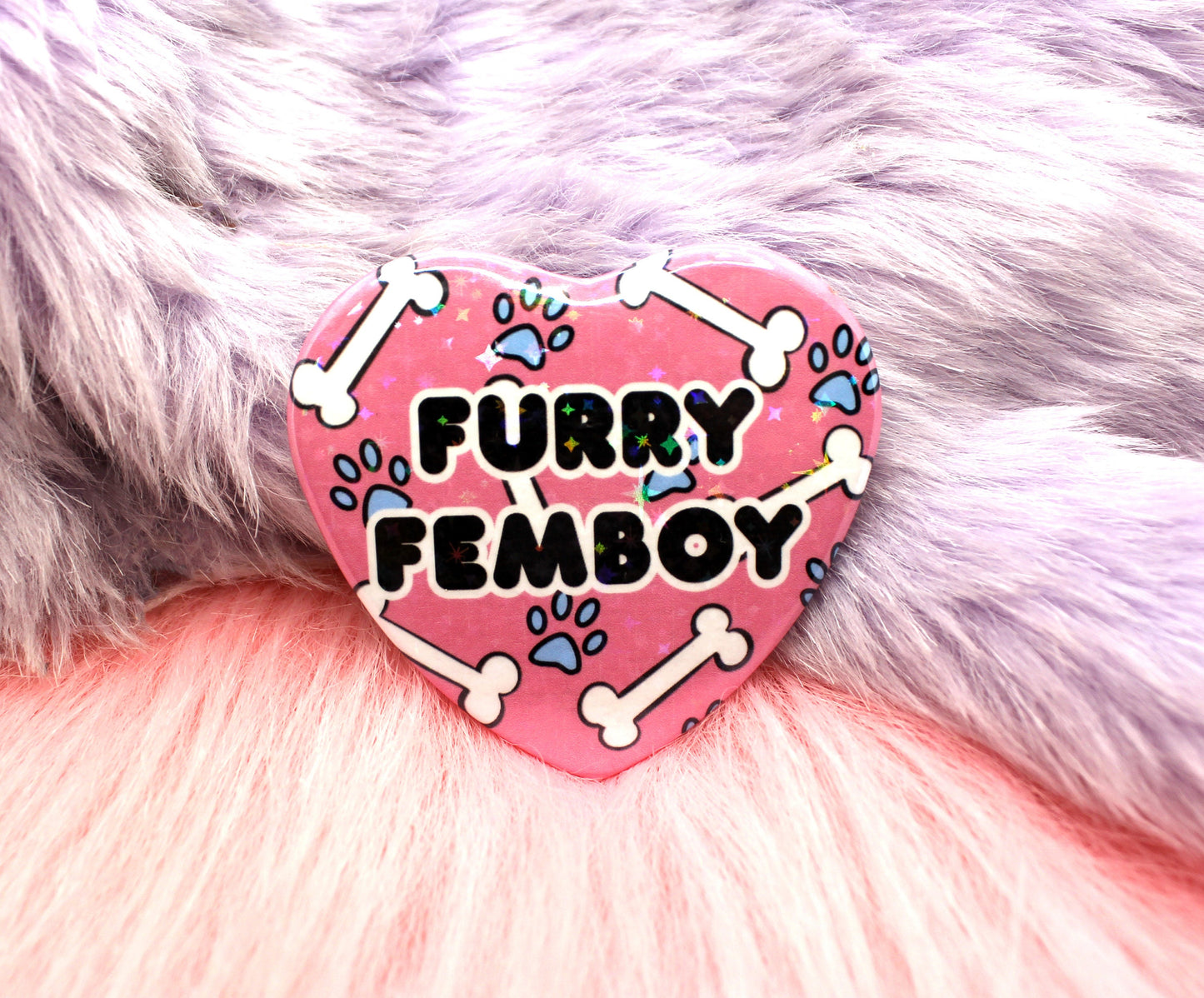 Furry Femboy Heart Badge (55mm)