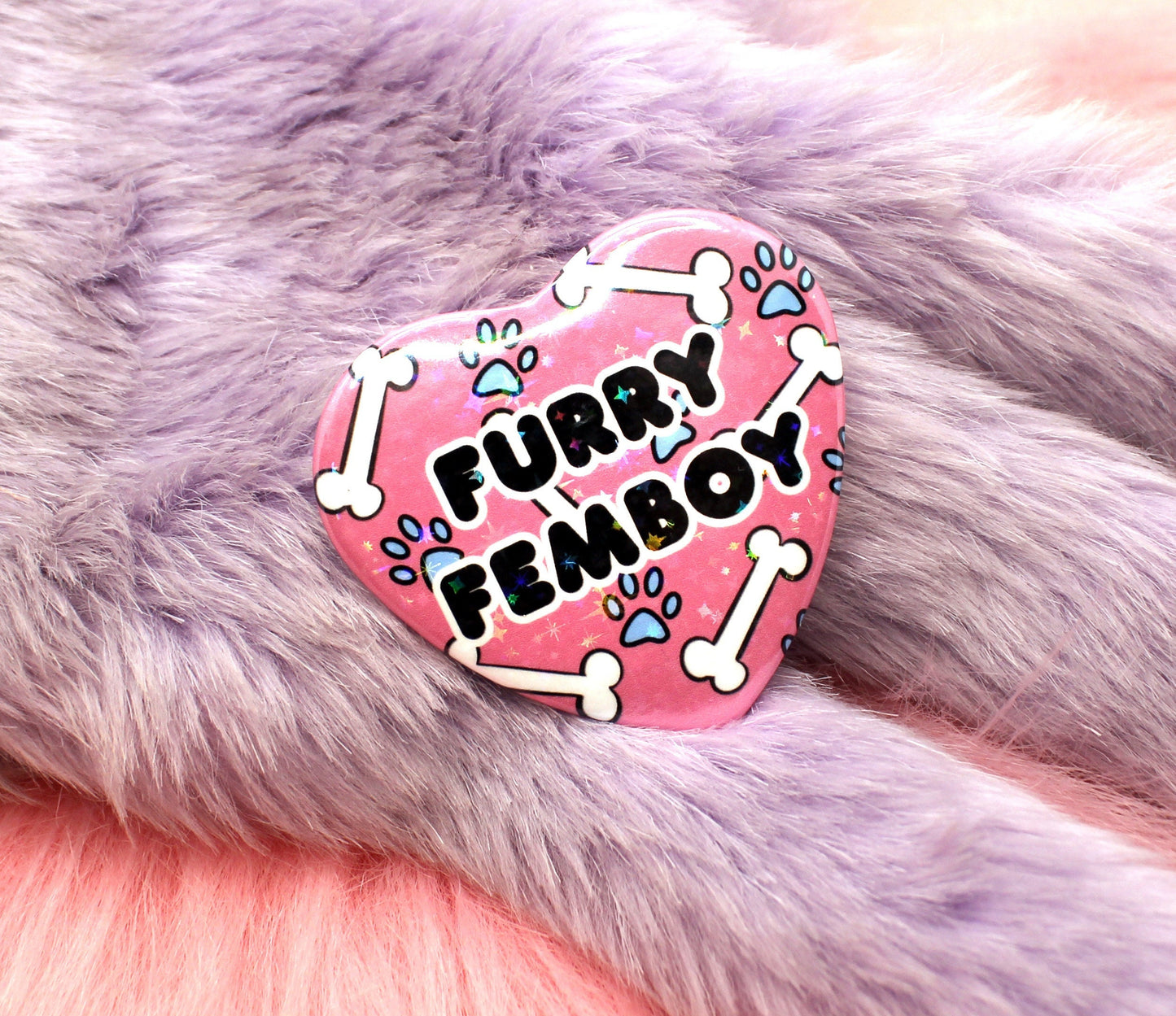 Furry Femboy Heart Badge (55mm)