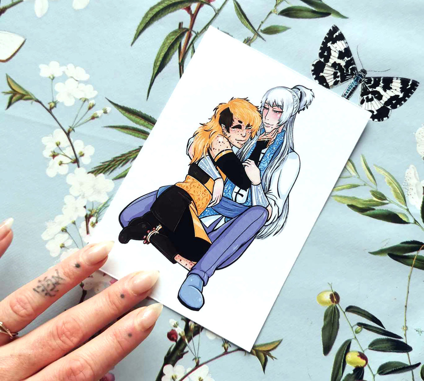 Branwren Kneeling Cuddle A6 Print - The Nightingale Dragon Series
