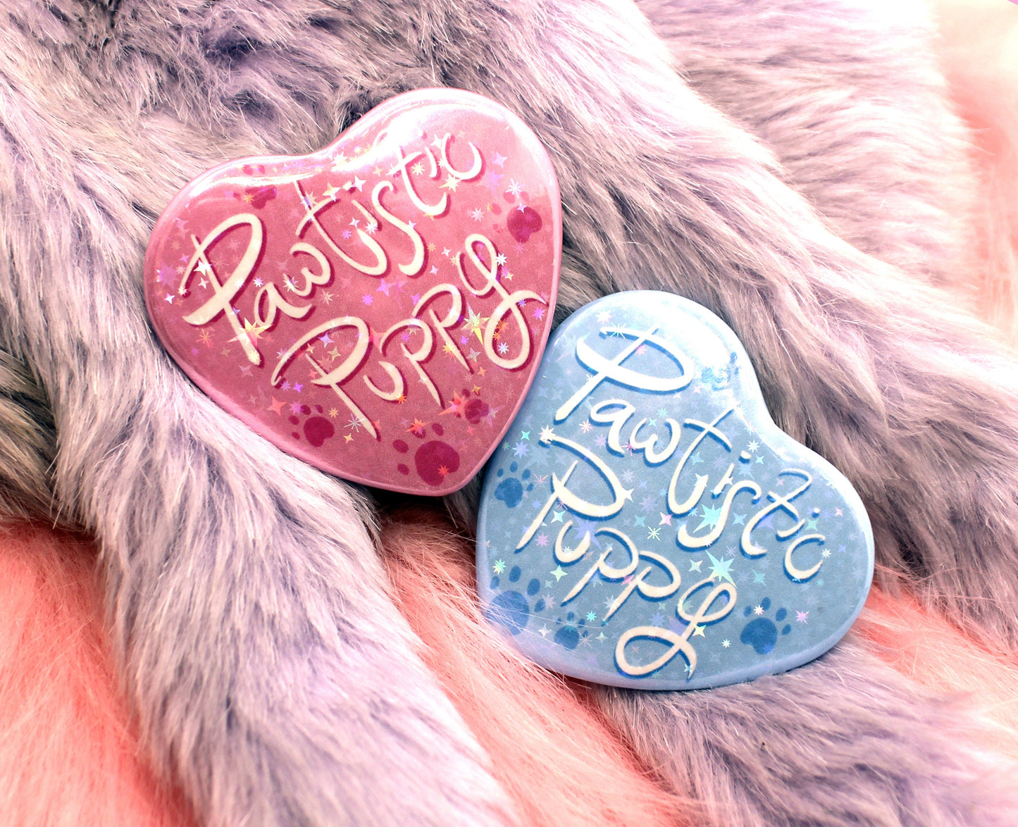 Pink Pawtistic Puppy Heart Badge (55mm)
