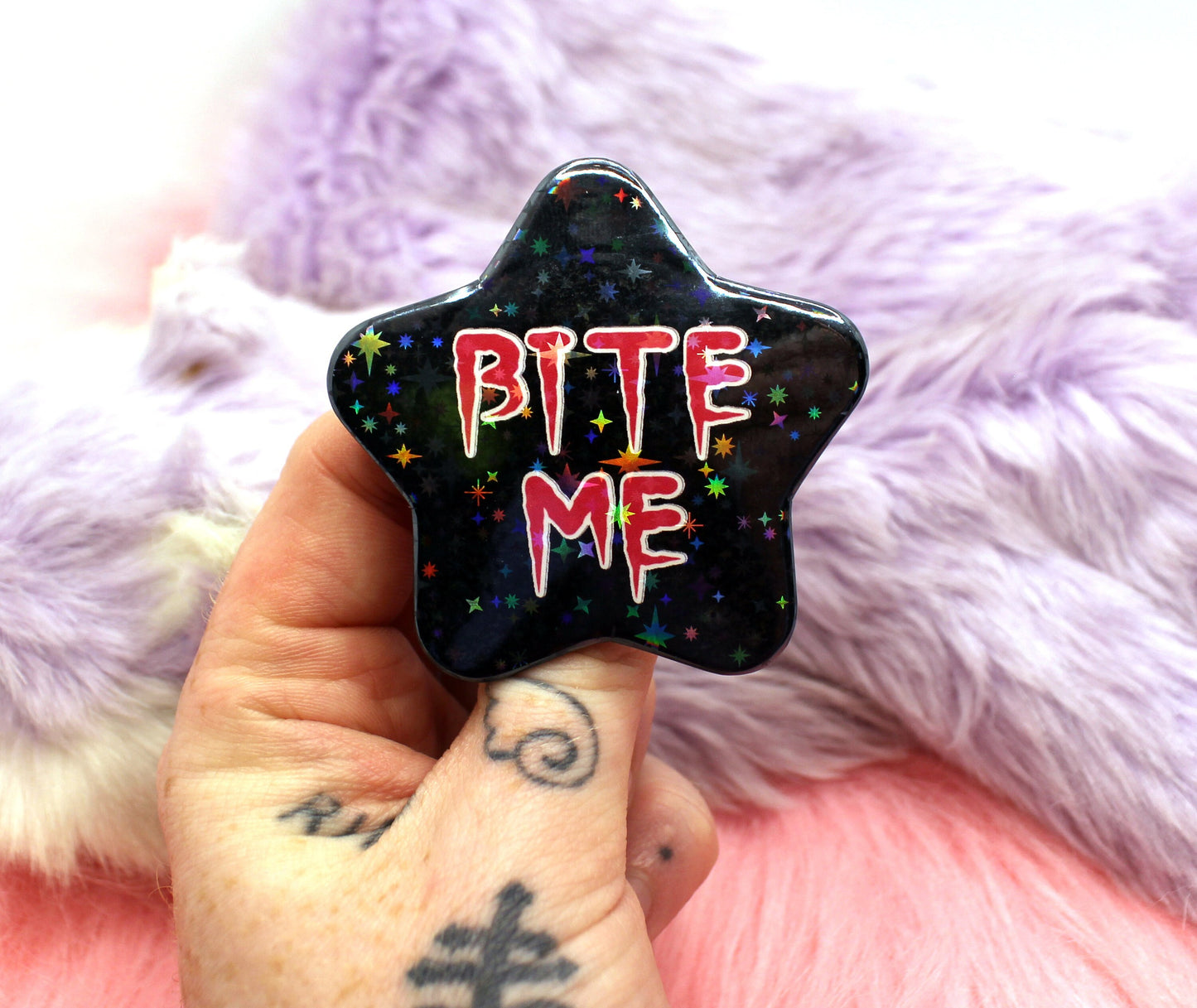 Bite Me Star Badge (55mm)