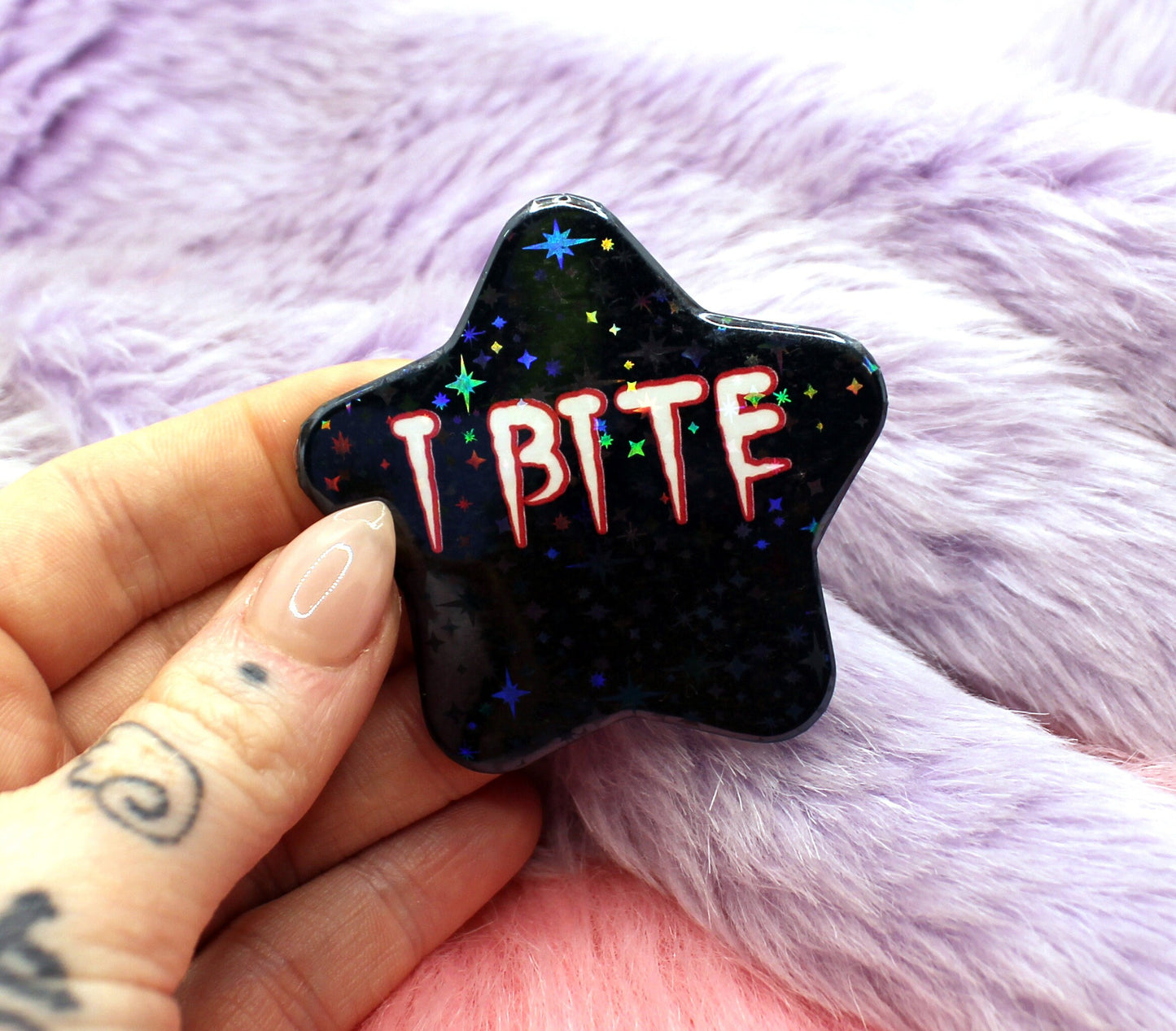 I Bite Star Badge (55mm)