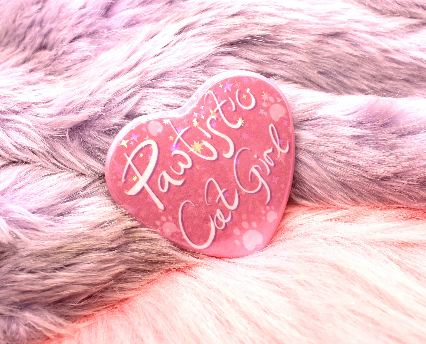 Pawtistic Cat Girl Heart Badge (55mm)