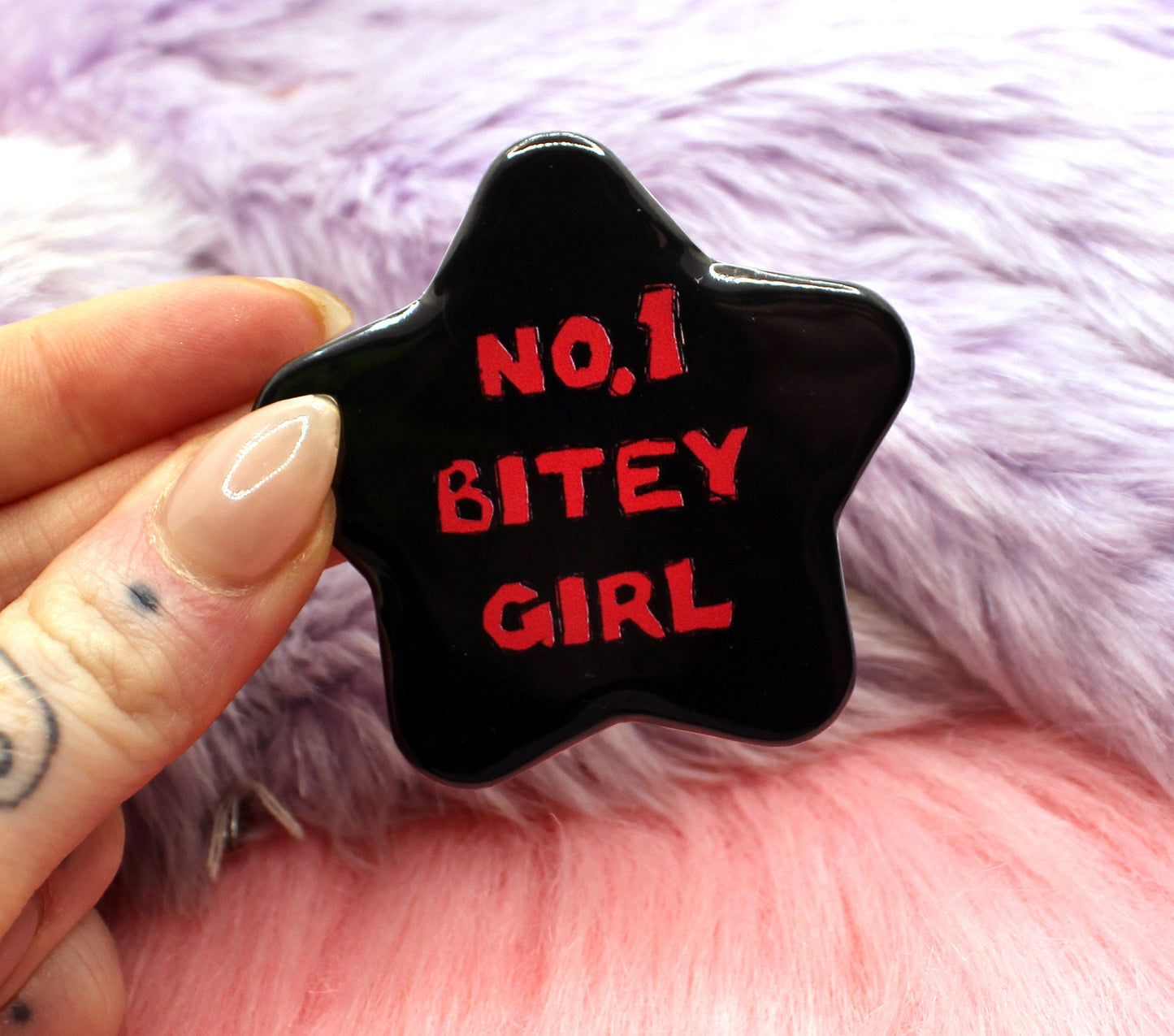 No.1 Bitey Girl Black Star Badge (55mm)