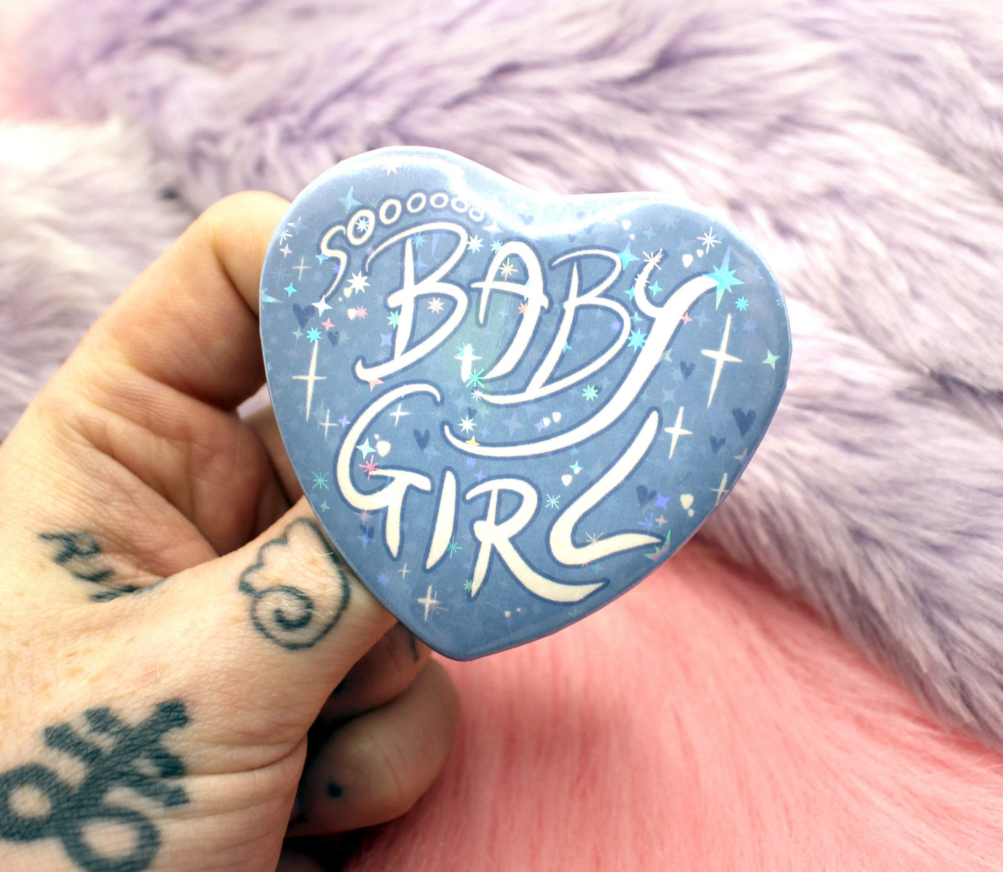 Blue Sooooo BabyGirl Heart Badge (55mm)