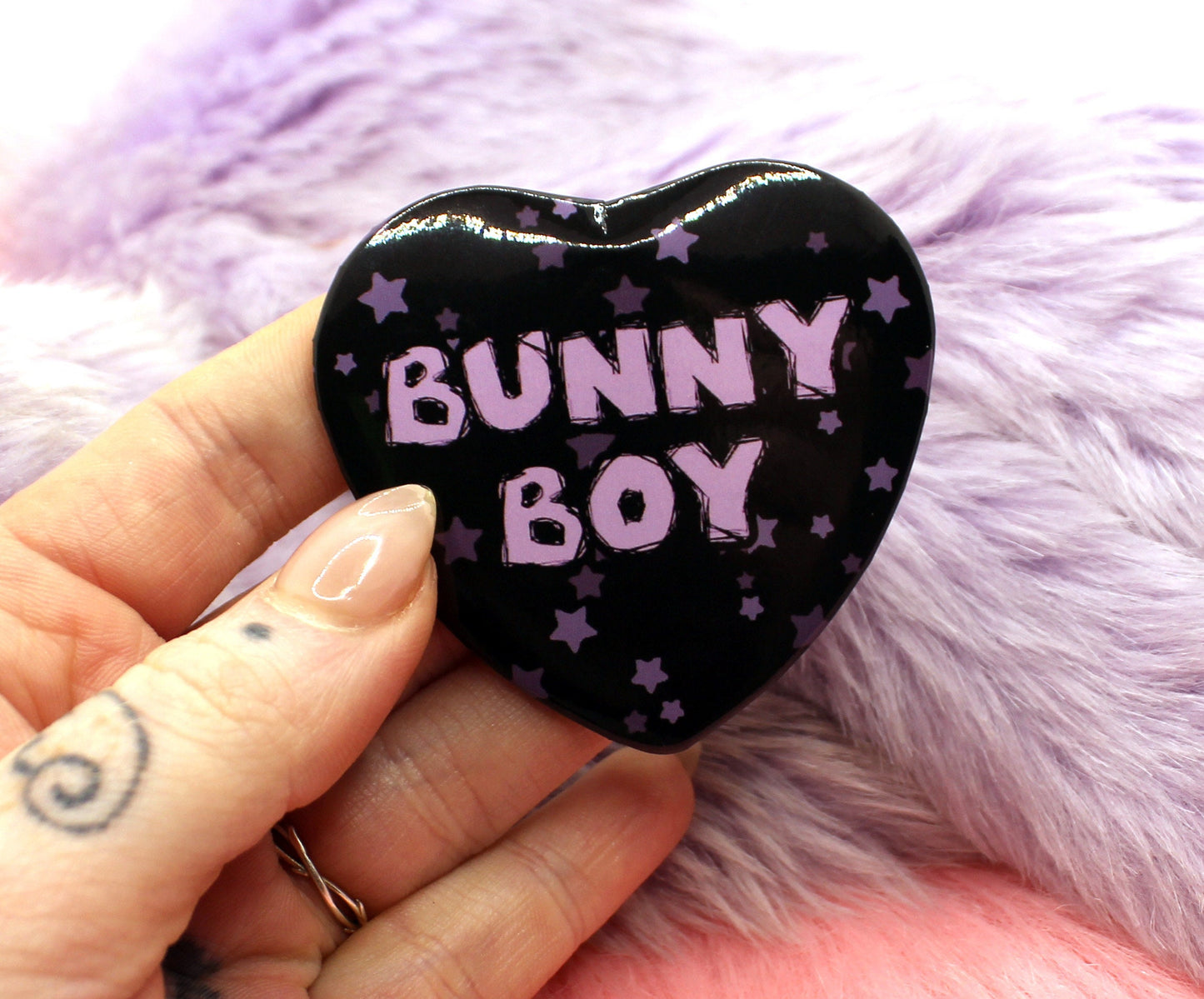 Bunny Boy Heart Badge (55mm)