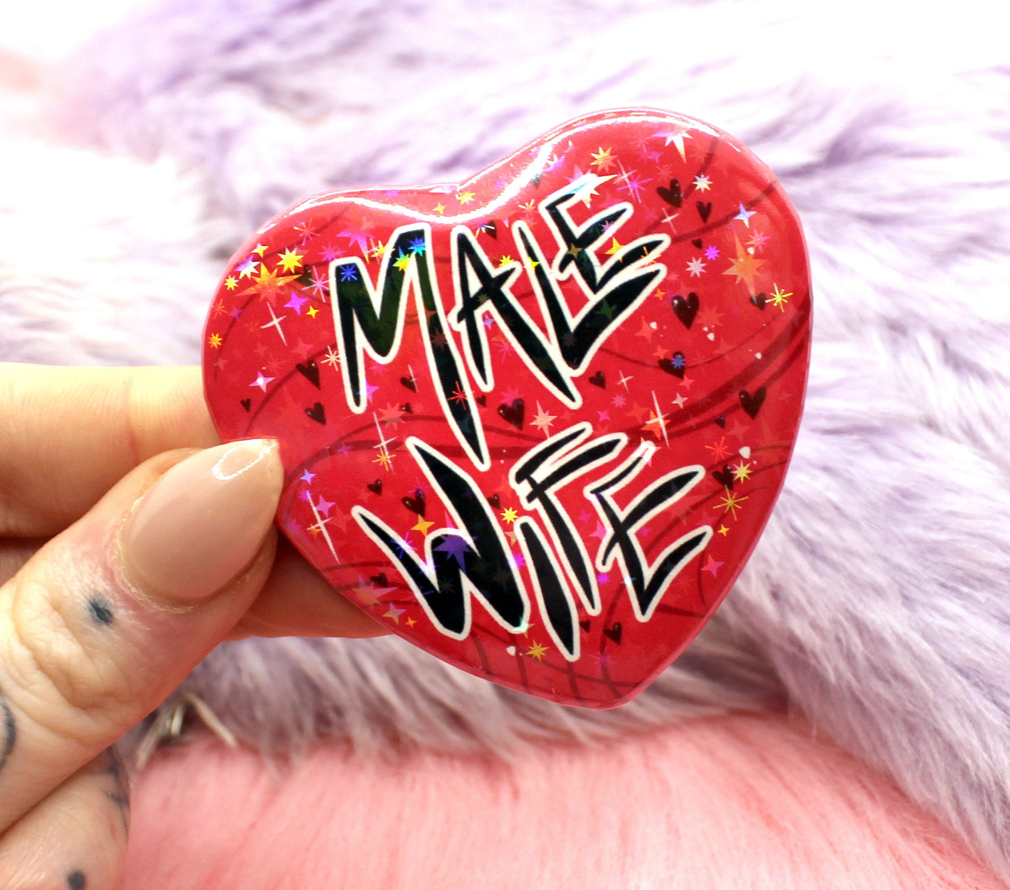 Male Wife Heart Badge (55mm)