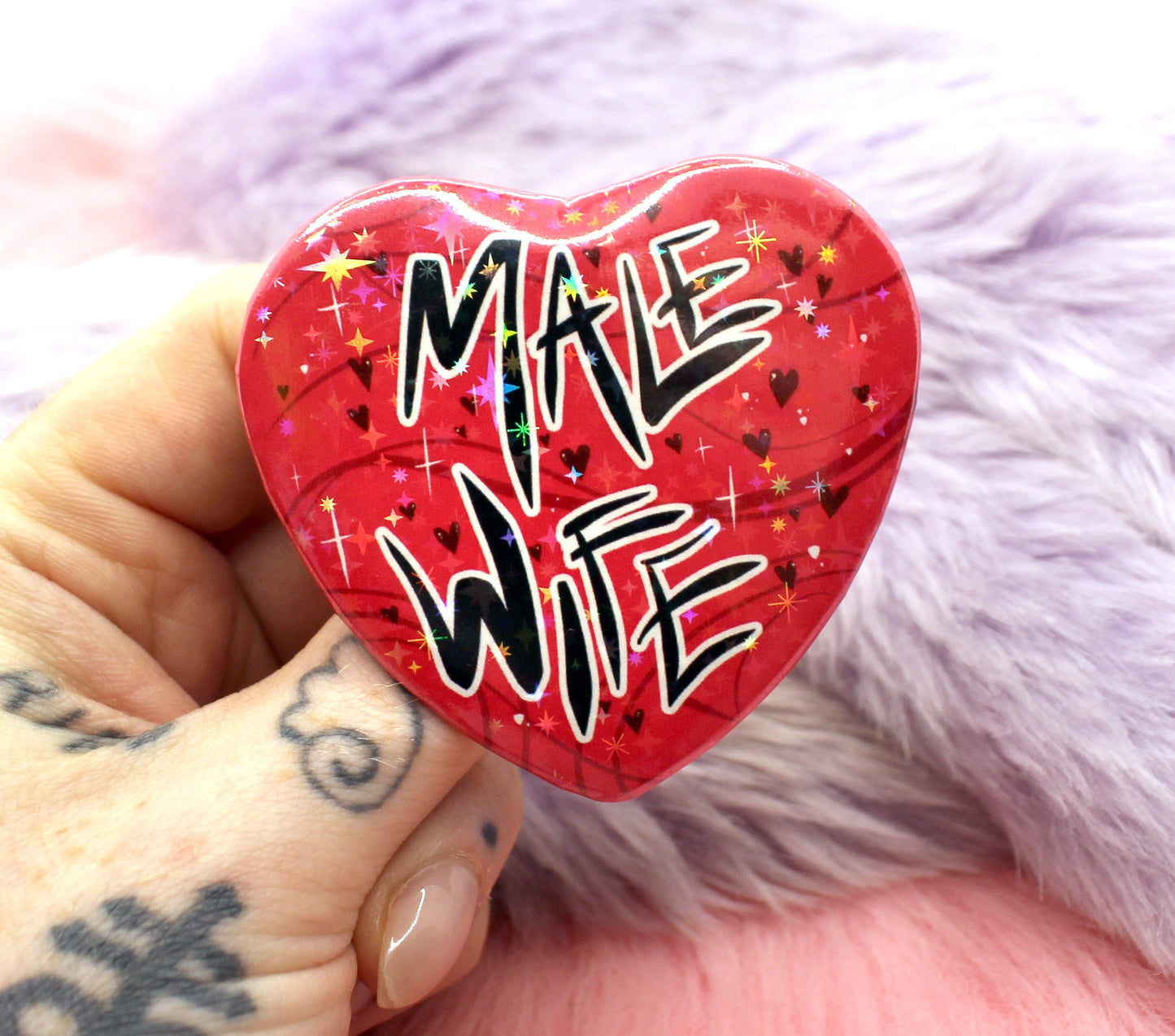 Male Wife Heart Badge (55mm)