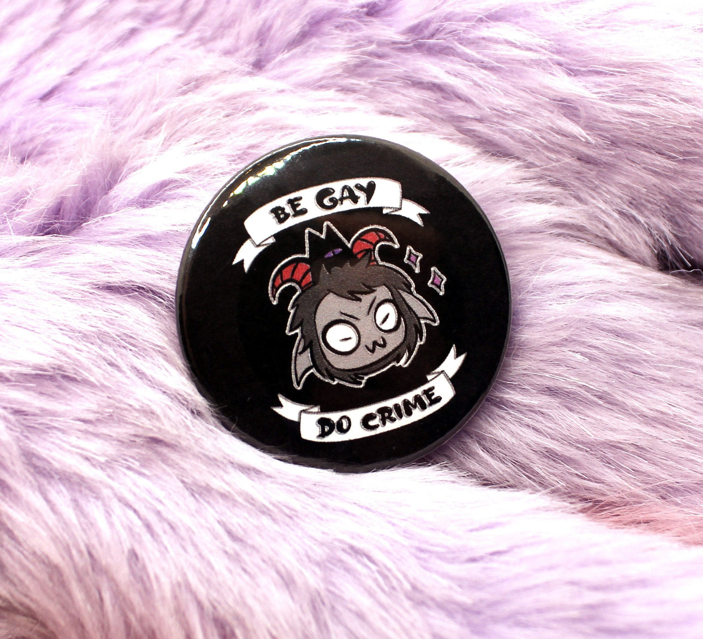Cult of the Lamb Be Gay Do Crime Goat Badge (38mm)