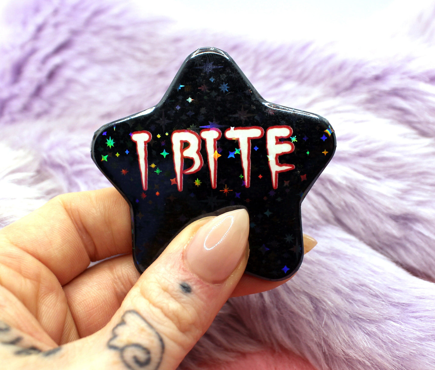 I Bite Star Badge (55mm)