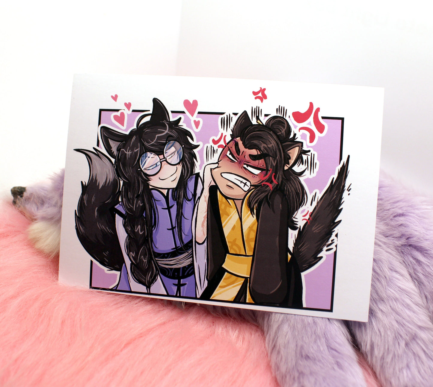 Smiling Fox Ginzin and Angry Cat Tomar Pair A6 Print - The Nightingale Dragon Series