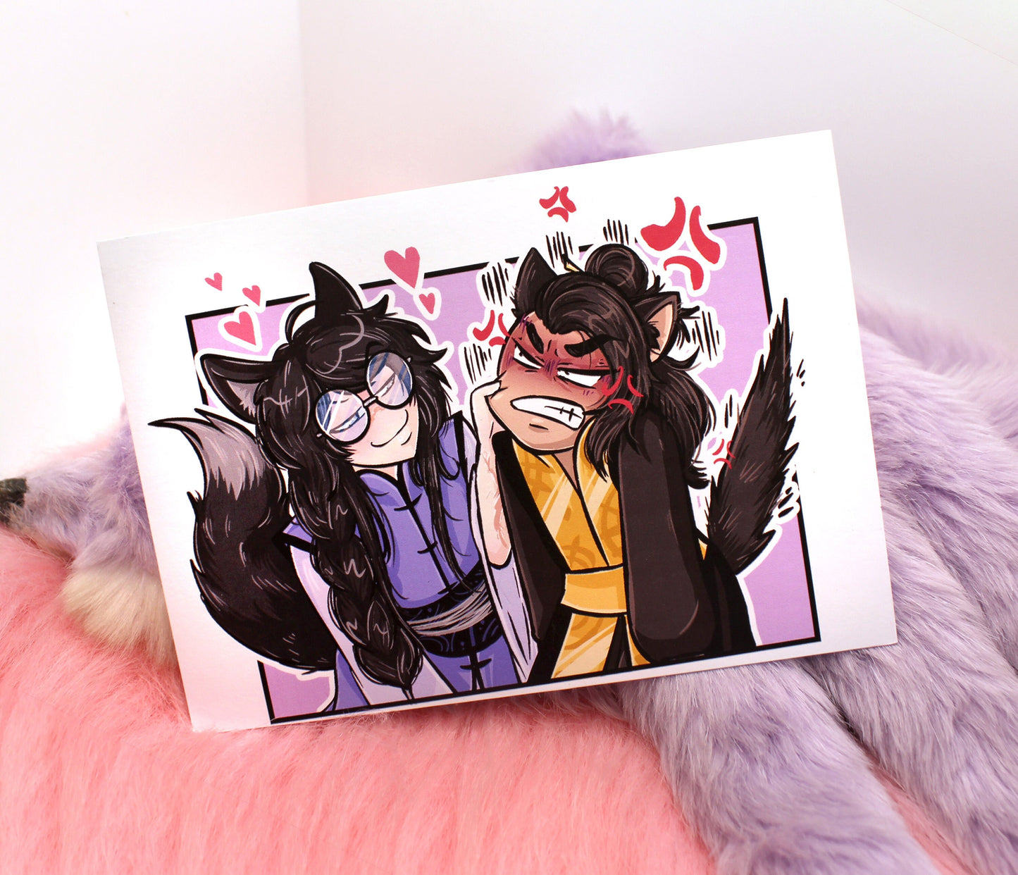 Smiling Fox Ginzin and Angry Cat Tomar Pair A6 Print - The Nightingale Dragon Series