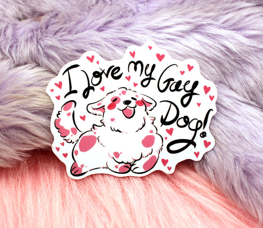 I Love My Gay Dog 6cm Sticker