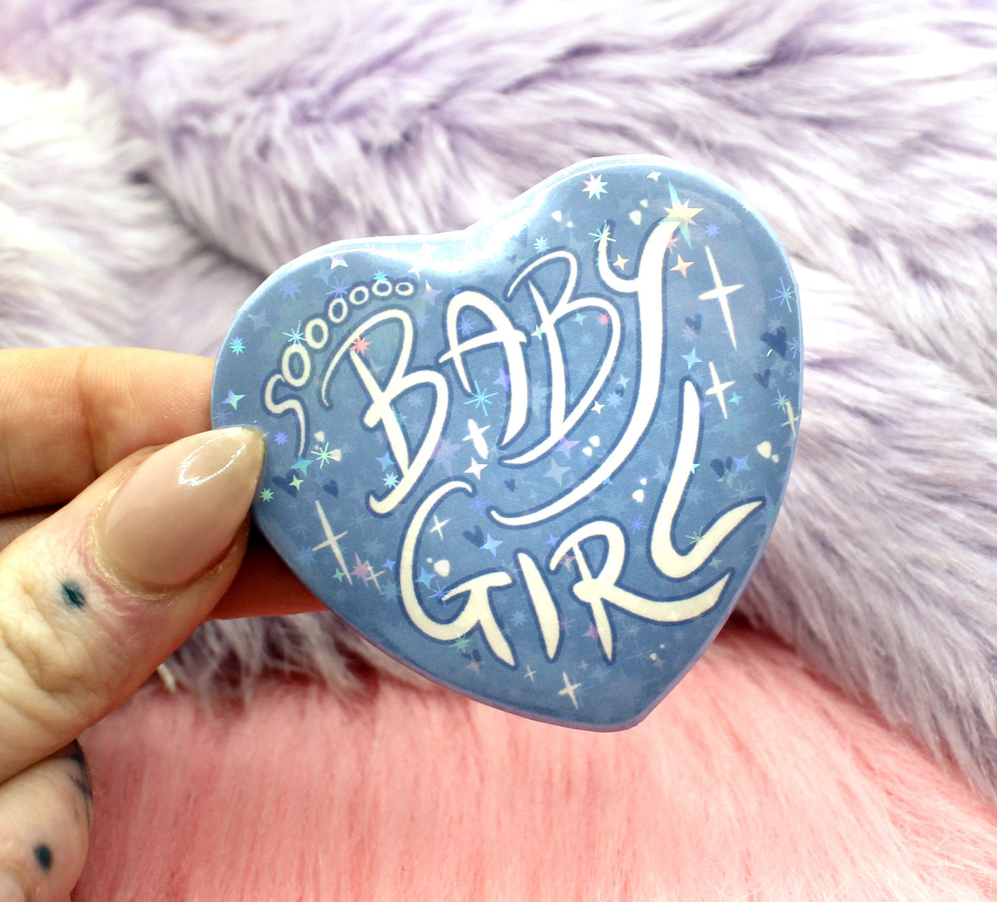 Blue Sooooo BabyGirl Heart Badge (55mm)