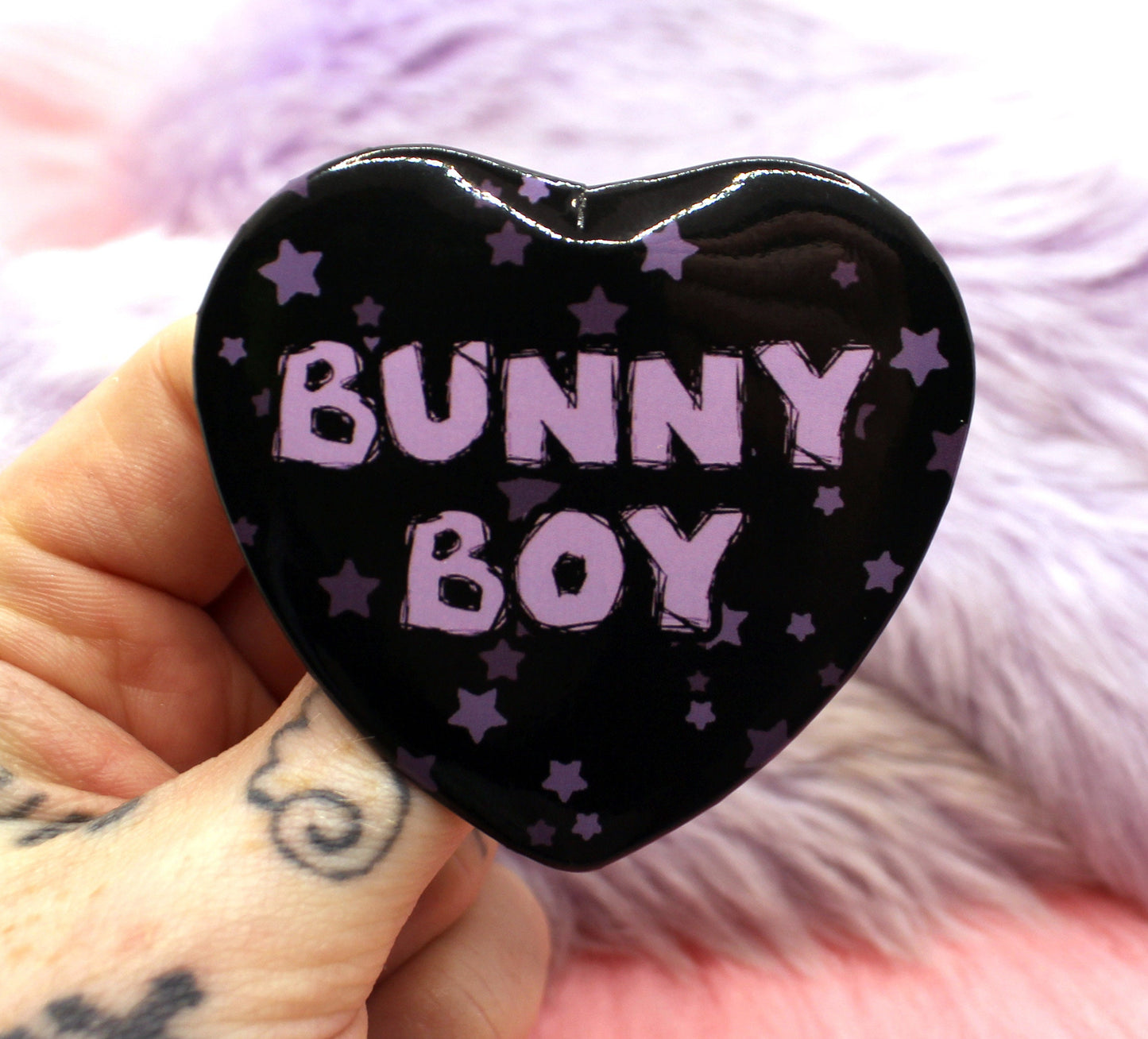 Bunny Boy Heart Badge (55mm)