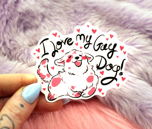 I Love My Gay Dog 6cm Sticker