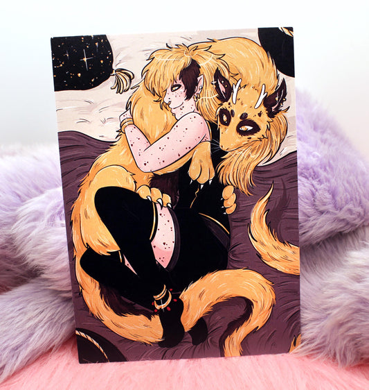 Taowren and Ettore Dragon Bed Illustration A6 Print - The Nightingale Dragon Series