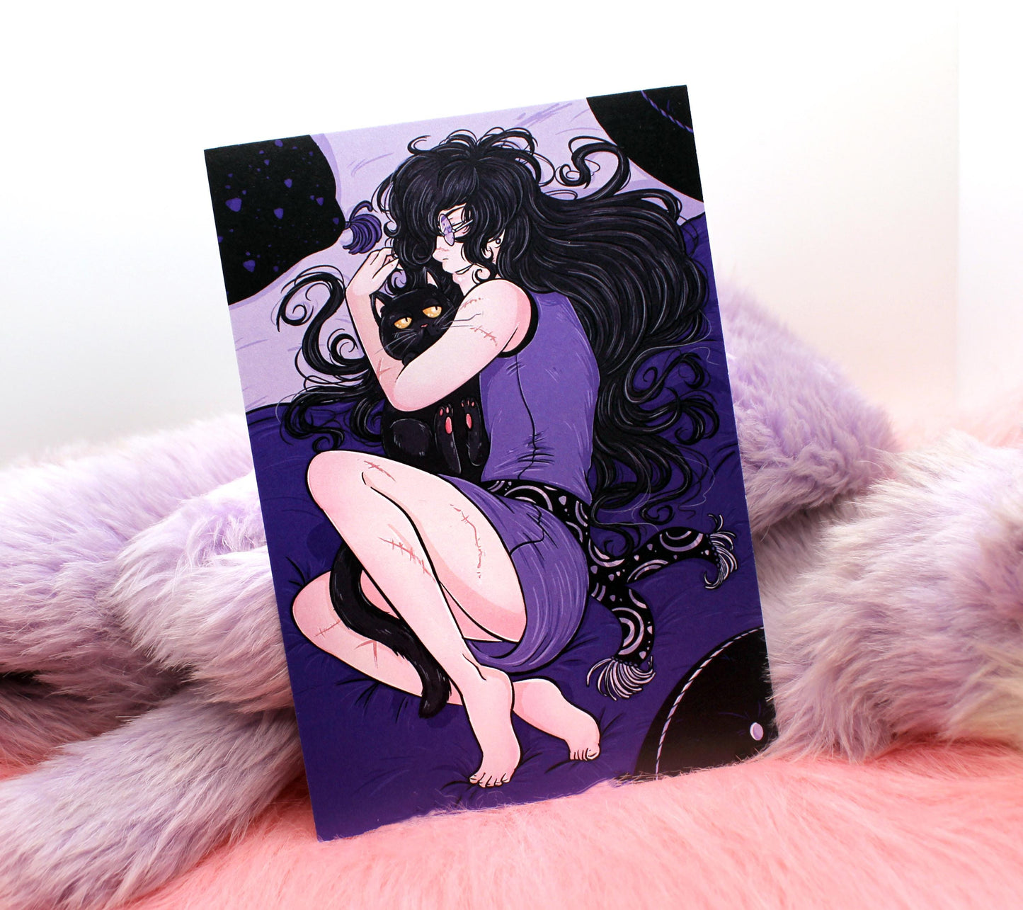Ginzin and Cat Bed Illustration A6 Print - The Nightingale Dragon Series