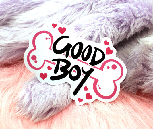 Good Boy Puppy Dog Bone Sticker (7cm)