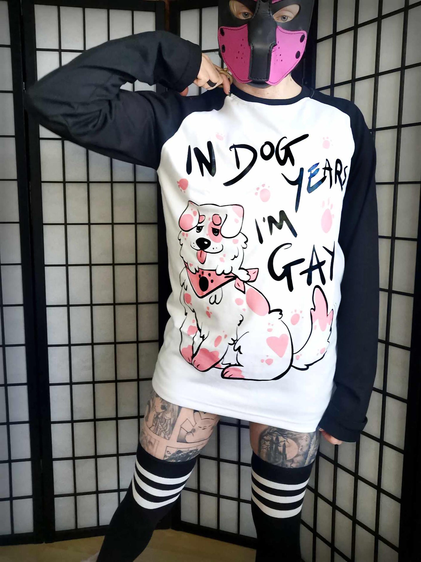 Black In Dog Years I'm Gay Full Outfit/T-shirt (Sizes: S-2XL)