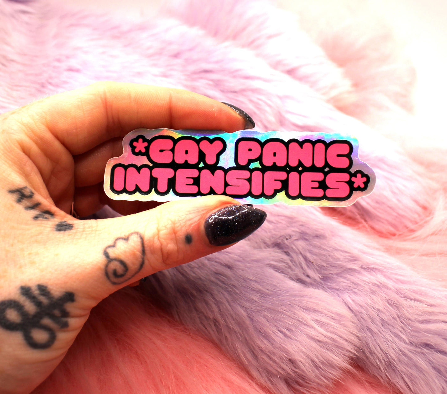 Gay Panic Intensifies Holographic Sticker (8cm)