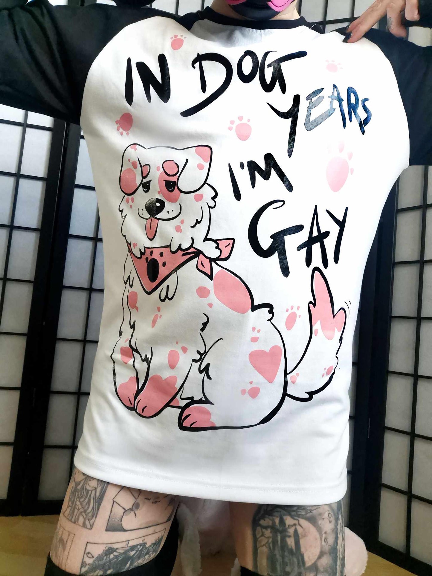 Black In Dog Years I'm Gay Full Outfit/T-shirt (Sizes: S-2XL)