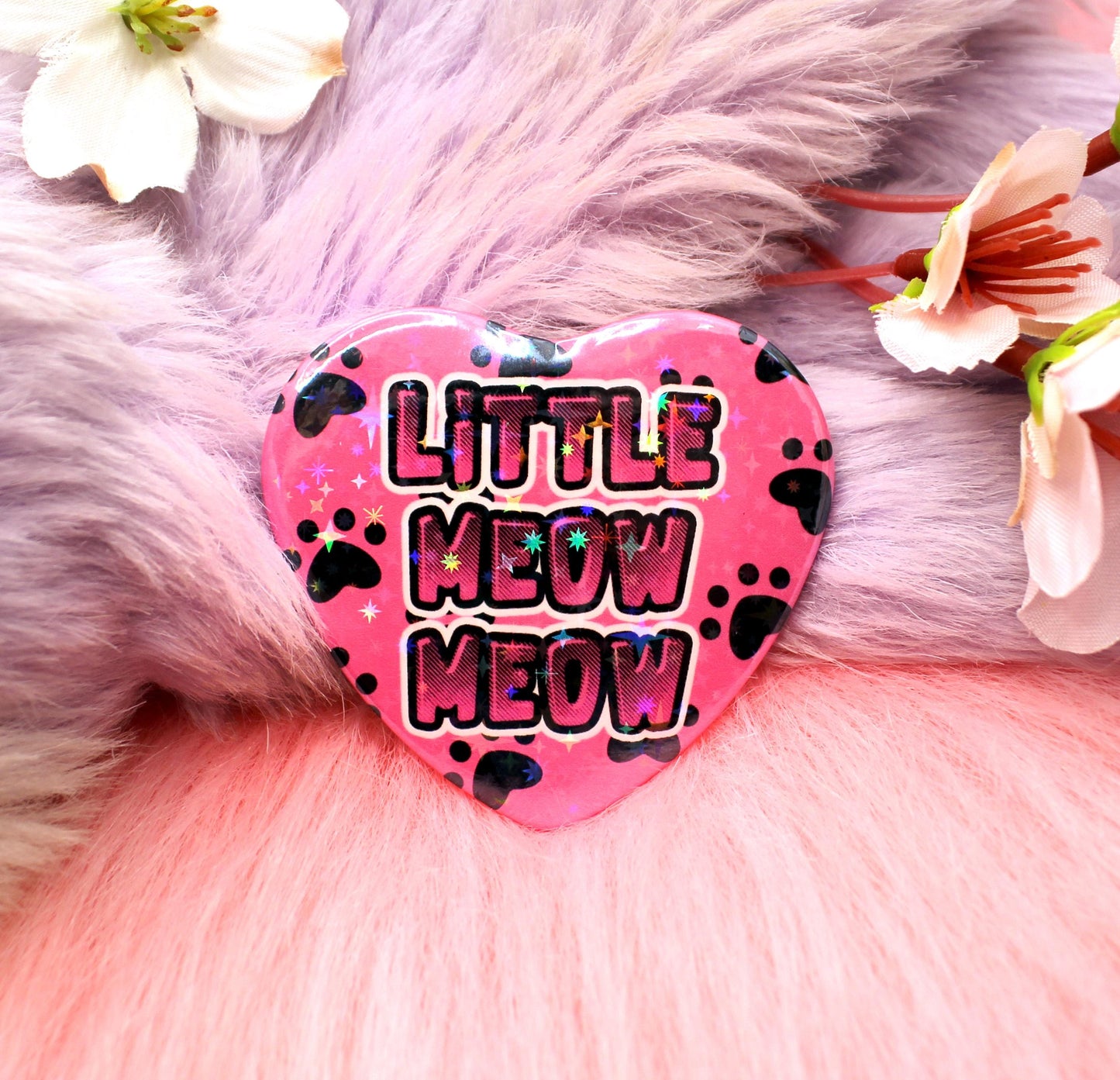 Little Meow Meow Heart Badge (55mm)