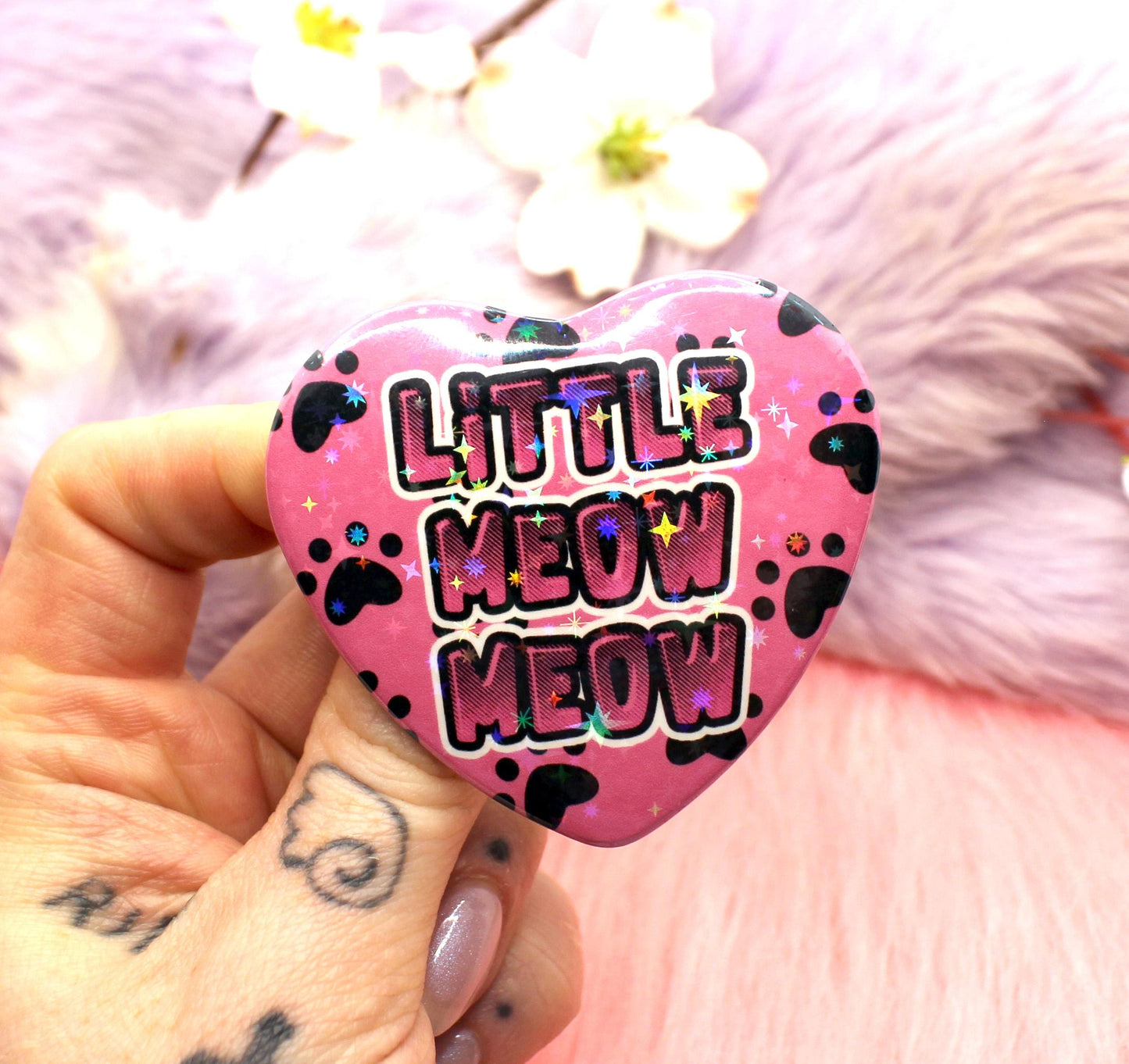 Little Meow Meow Heart Badge (55mm)