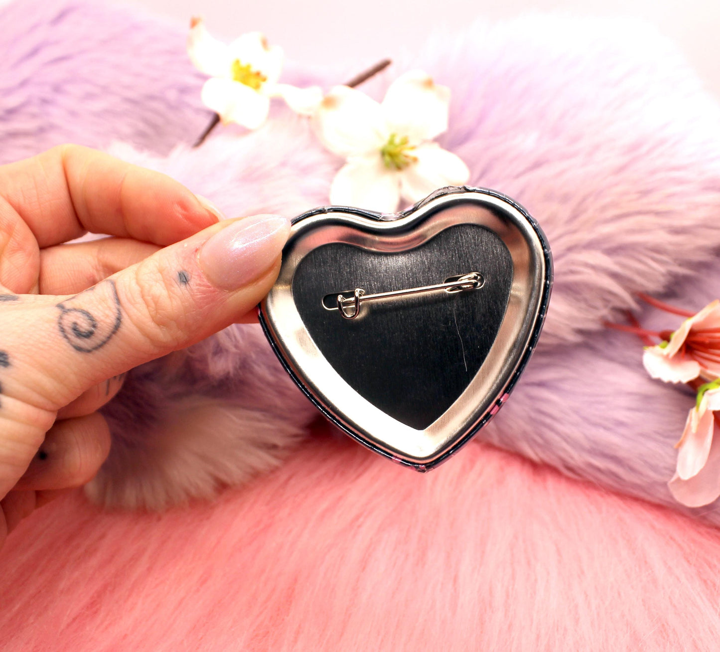 Kawaii Kitten Heart Badge (55mm)