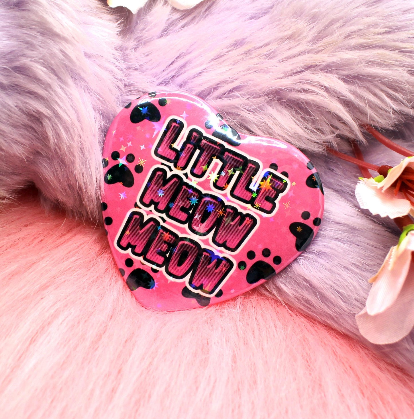 Little Meow Meow Heart Badge (55mm)
