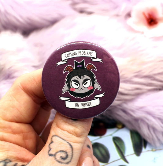 Cult of the Lamb Causing Problems On Purpose Goat Circular Badge (38mm)