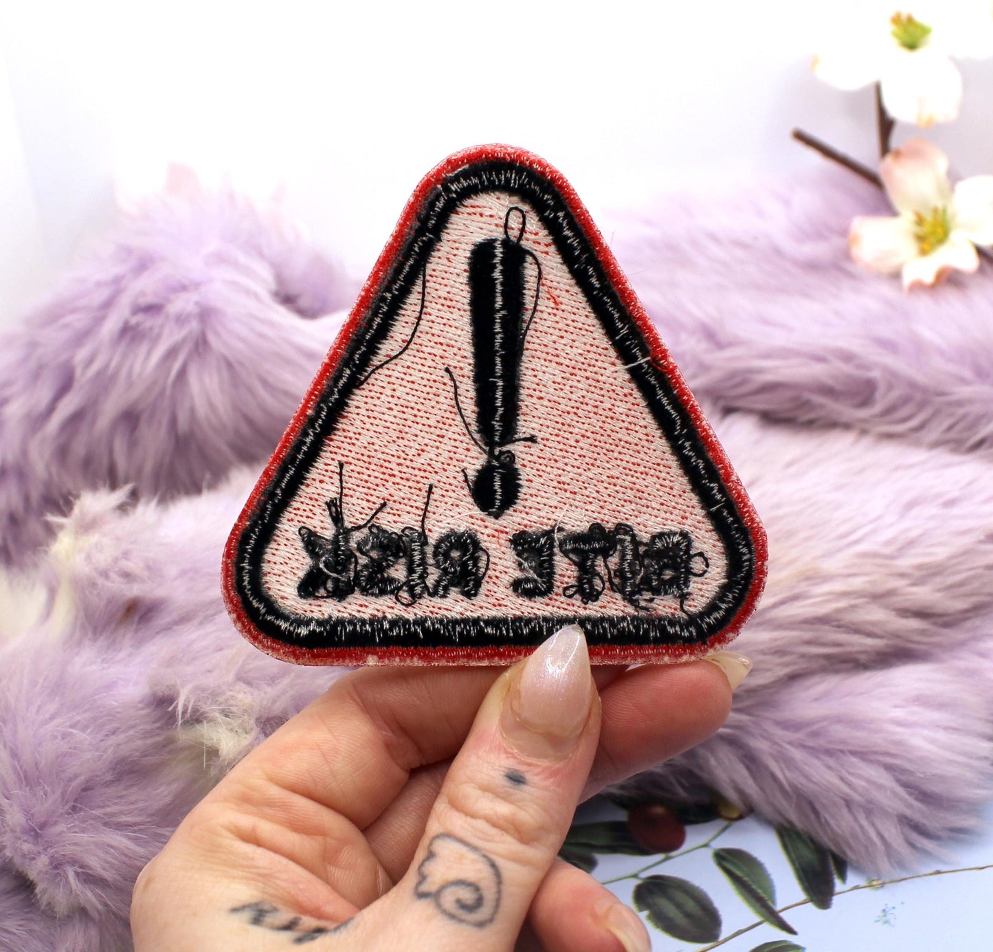 Red Bite Risk Warning Triangle Patch (80mm)