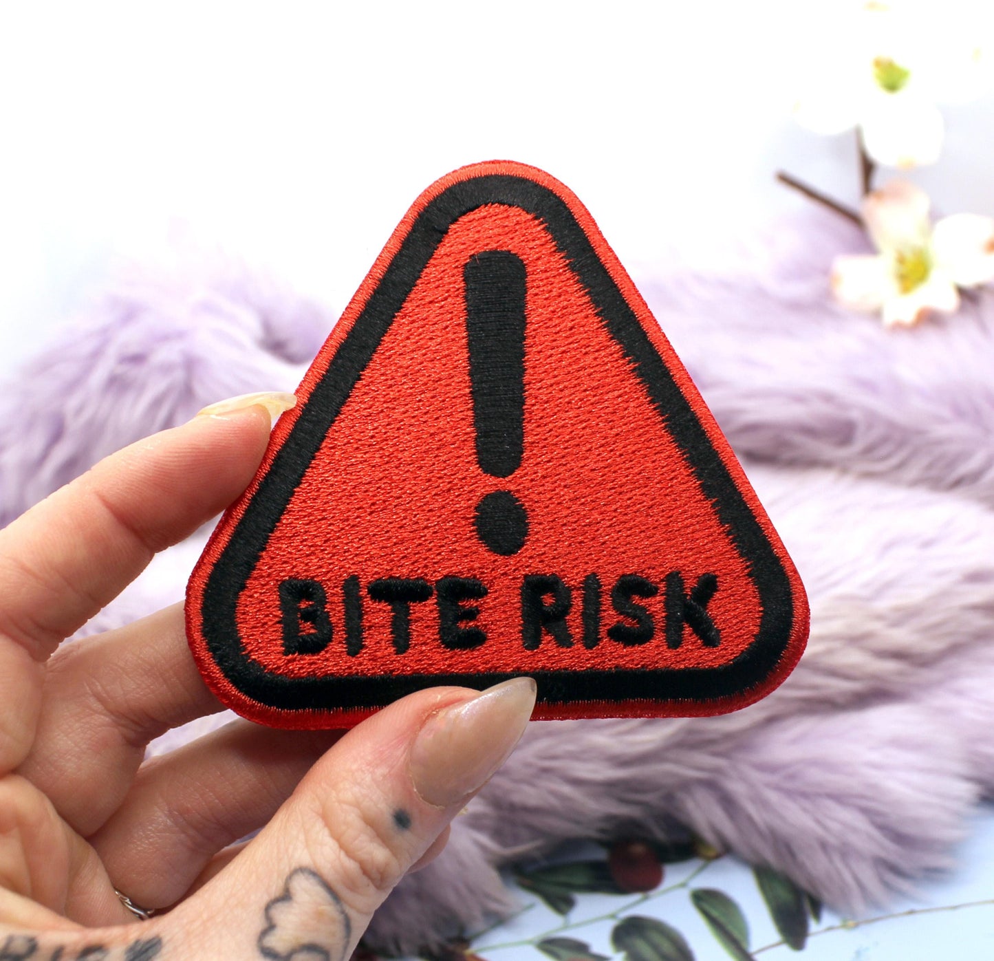 Red Bite Risk Warning Triangle Patch (80mm)