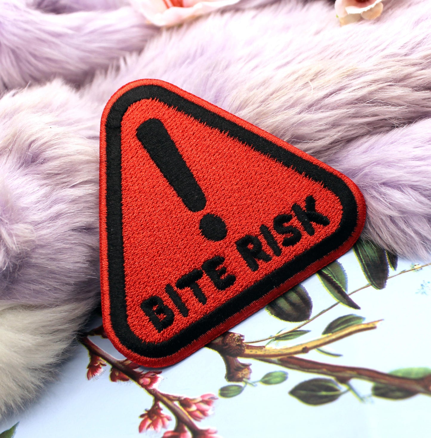 Red Bite Risk Warning Triangle Patch (80mm)