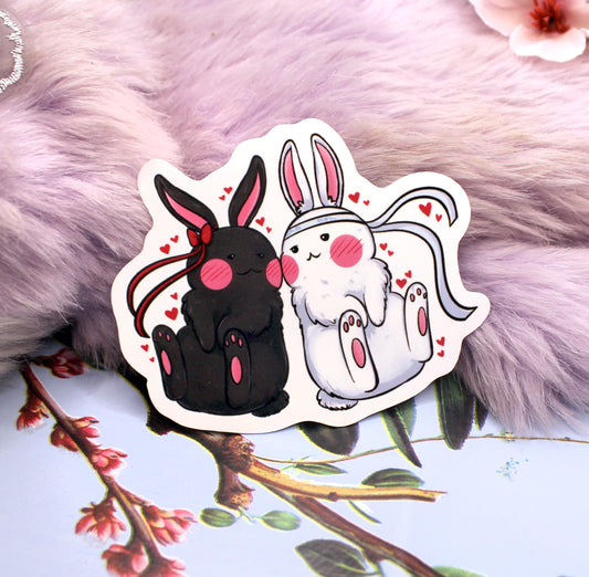 Wangxian Blushing Bunnies Sticker (70mm)- Mo Dao Zu Shi MXTX The Untamed Danmei Fan Art