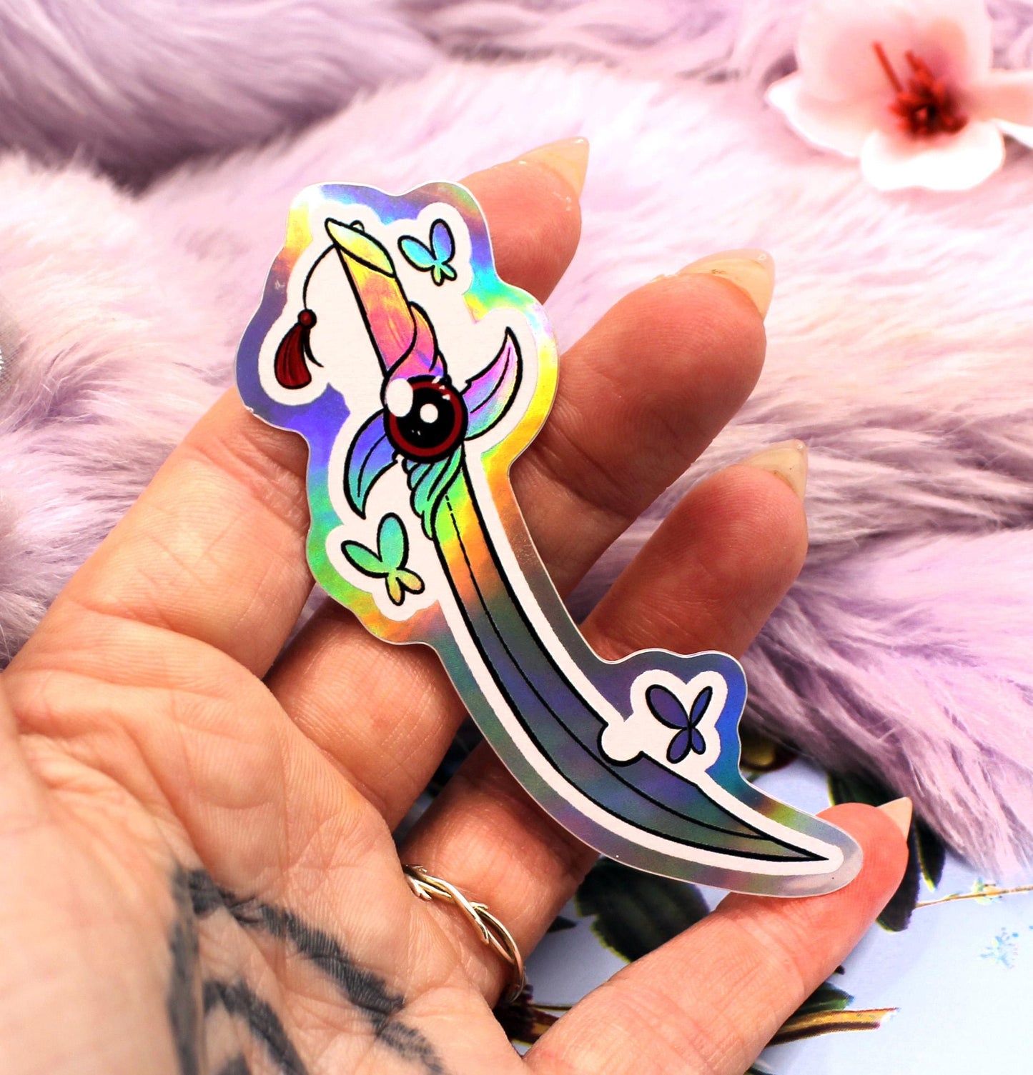 Eming Scimitar Holographic Sticker (70mm)- Heaven's Official Blessing Tian Guan Ci Fu MXTX Danmei Fan Art